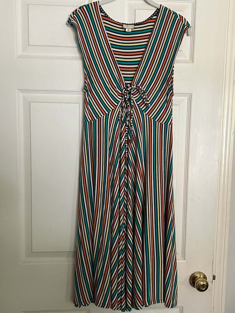 Anthropologie Postmark Striped V-Neck Midi Dress Size XS